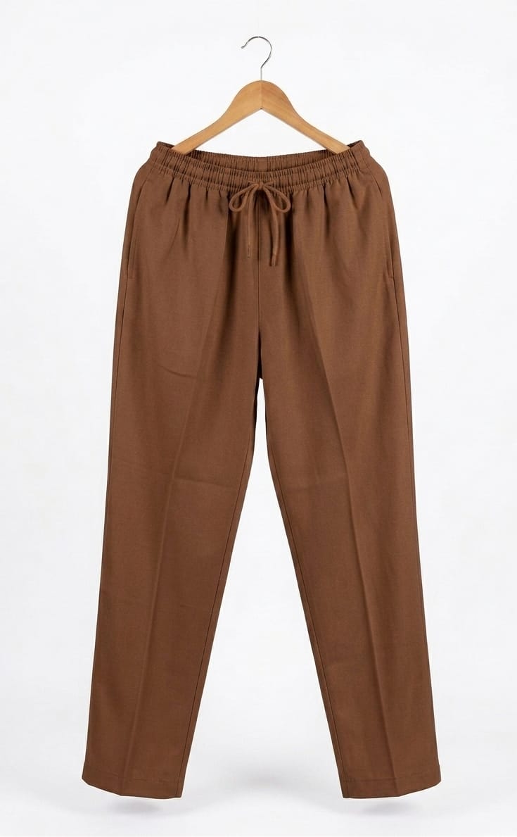 Half-elastic trousers brown