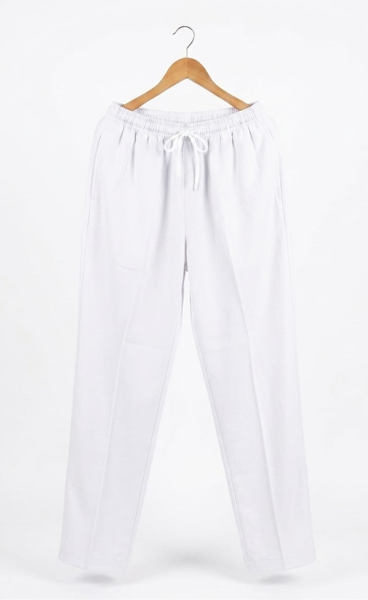 Half-elastic trousers white