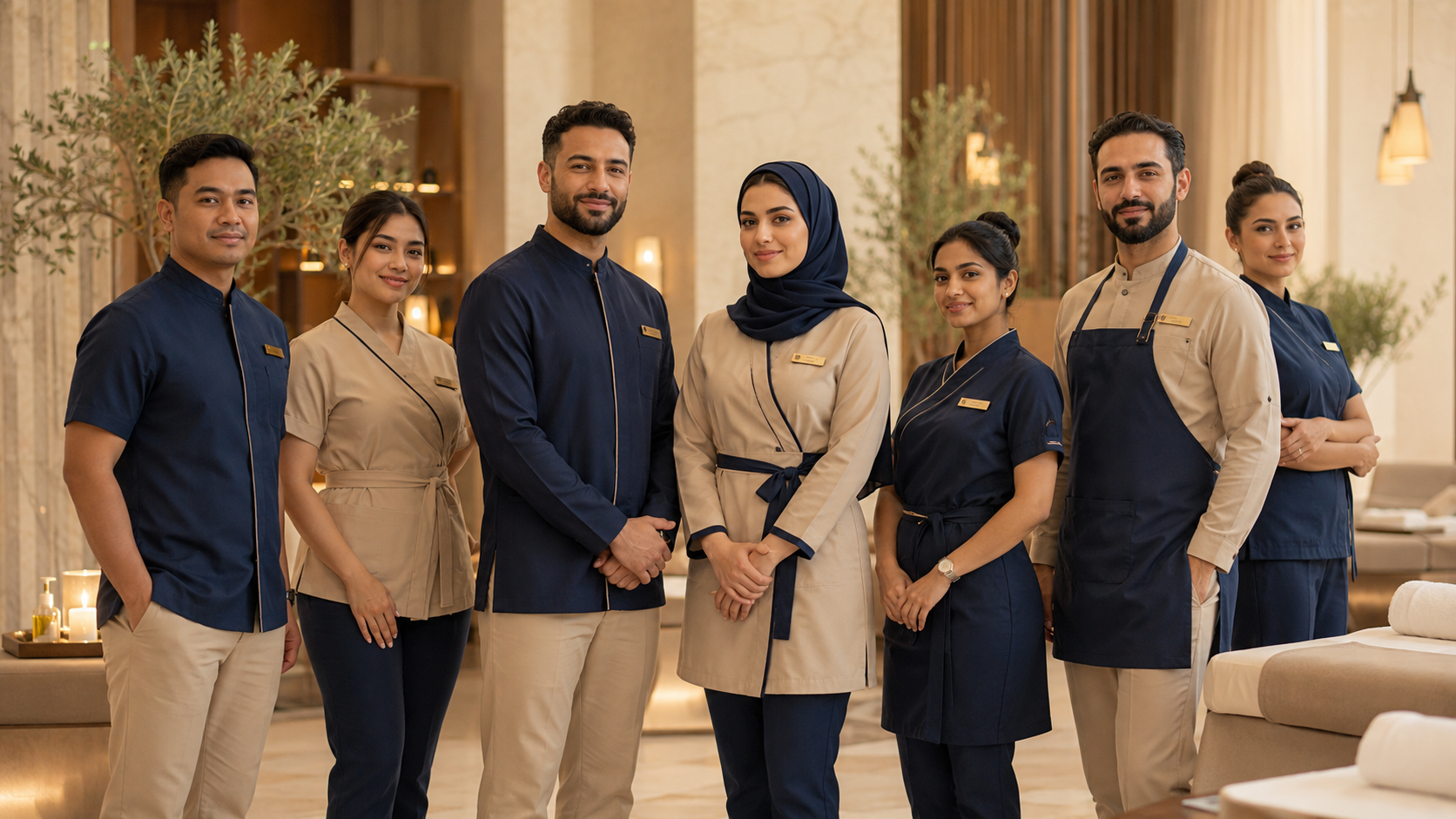 Salon and spa uniformed staff team, UN Uniforms Saudi Arabia