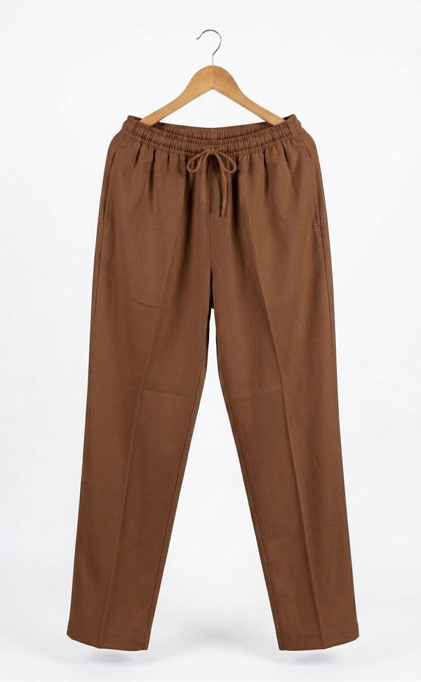 Half-elastic trousers brown