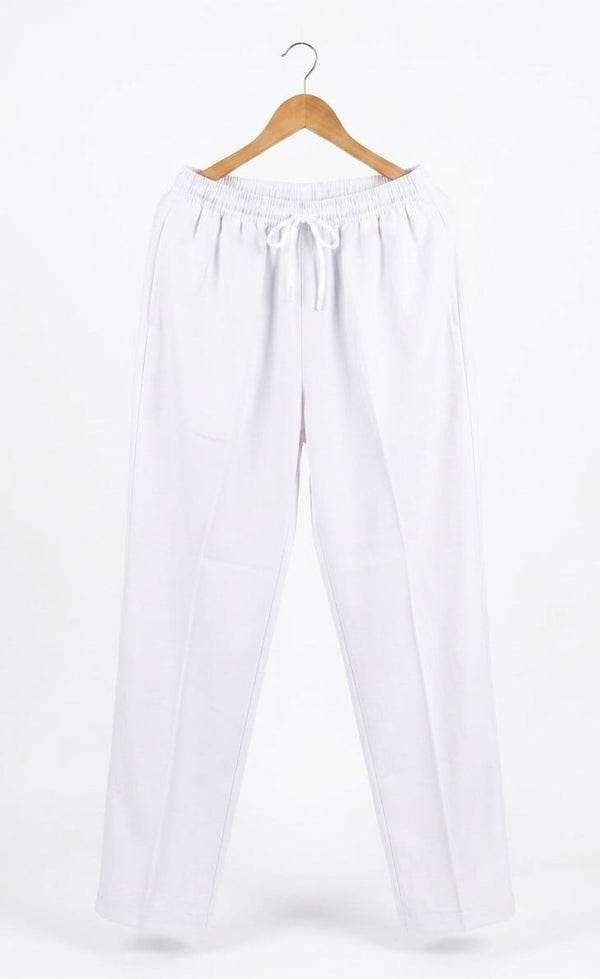 Half-elastic trousers white