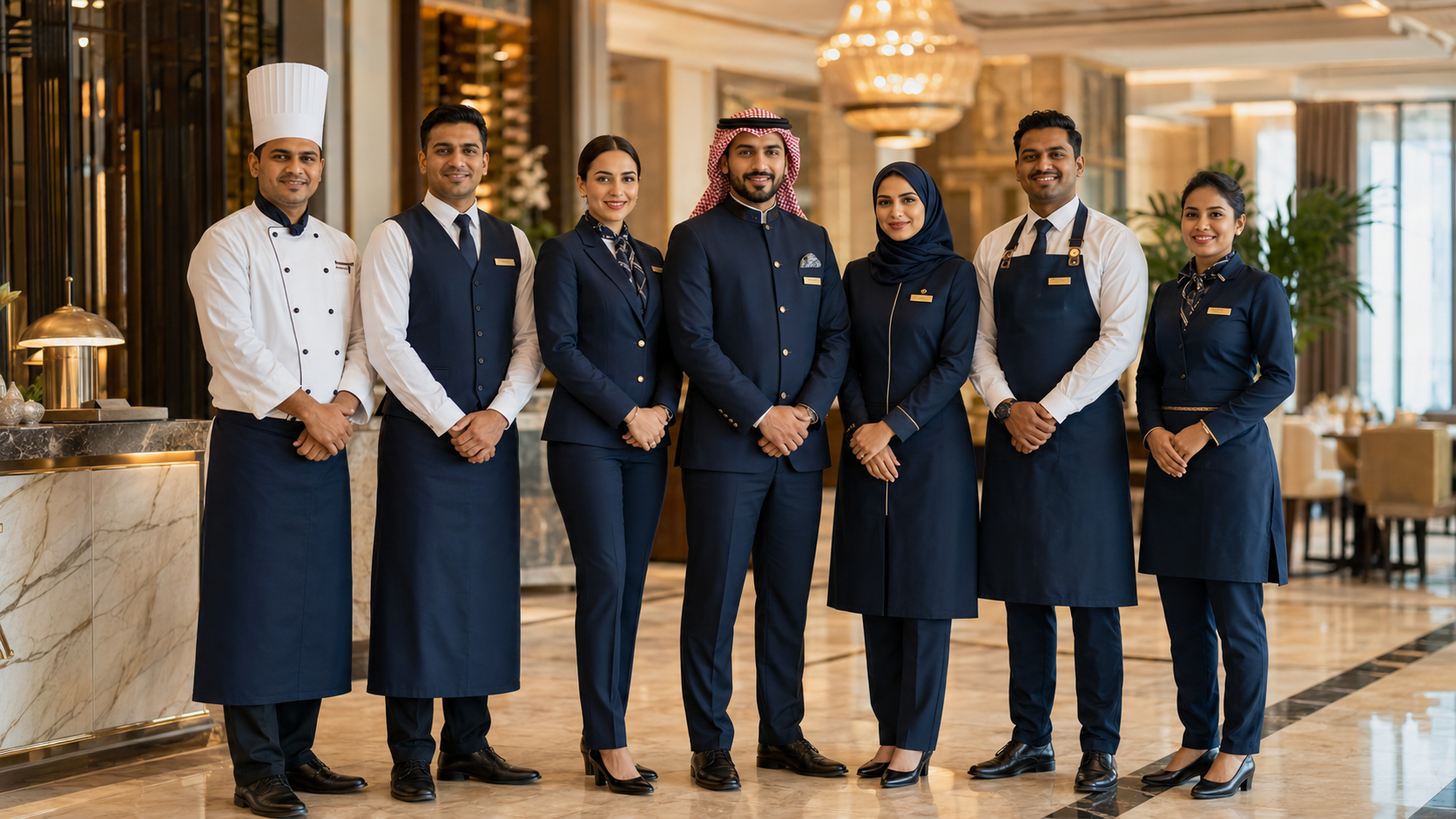 Hospitality staff uniforms, UN Uniforms Saudi Arabia